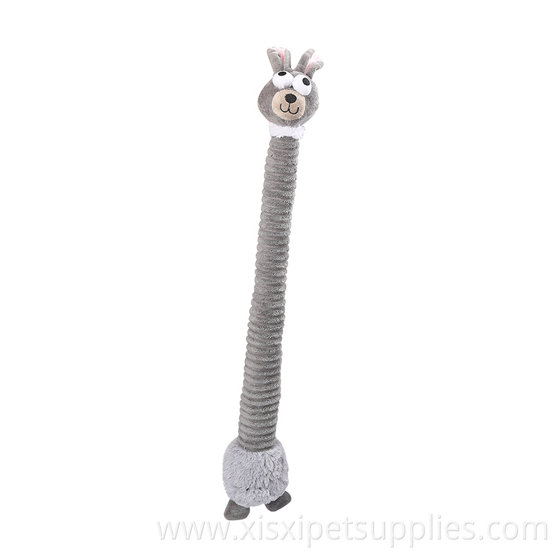 Bite resistant long shape squeaky dog plush toy chew for pet bottom tennis ball inside